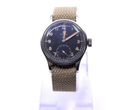 Rare 1944 WW2 Omega British Military Issue Dirty Dozen Watch with Fabric Strap Model Number: Y14836 Reference Number: 1067903