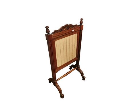 A Regency period, Rosewood fire screen with pleated silk panel. (1)&nbsp;