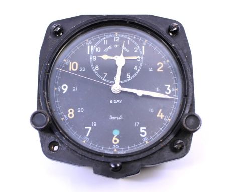 Smith and Jaeger Le Coultre MkIIIA (12 Hour Dial), 8 Day Chronoflite Cockpit Clock. Smith and Sons. (1940's).  Verso with sta