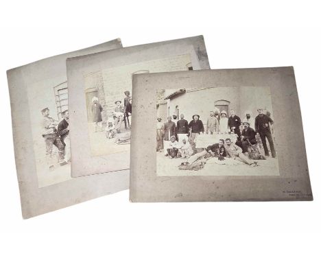 A small collection of three early 20th century portrait group photographs  by M. Dadabhoy . Mooltan.  British colonial India 