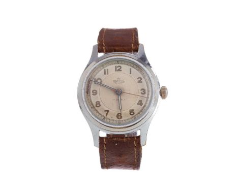 GENTLEMAN'S SMITHS ANTARTIC DELUXE CHROME PLATED MANUAL WIND WRIST WATCH,the round cream dial with Arabic hour markers, outer