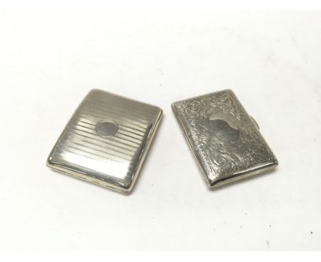 A silver cigarette case together with a silver plated cigarette case.