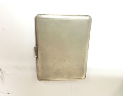 A Silver cigarette case maker Mappin Birmingham hallmarks patterned engine turned sides weight 160g