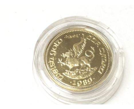 1989 Welsh gold sovereign dragon medallion. Just 3000 of these medallions were made. They are unique in being made from welsh