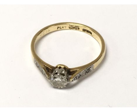 18ct & platinum 1/4ct diamond ring. Approx size N. Postage Category A.