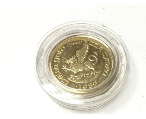 1989 Welsh gold sovereign dragon medallion. Just 3000 of these medallions were made. They are unique in being made from welsh