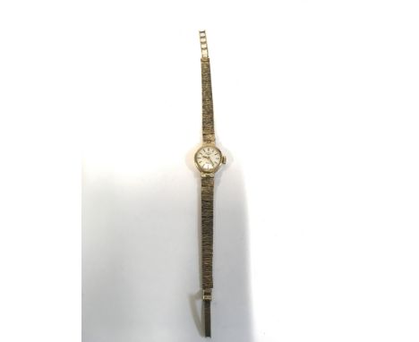 A ladies 9ct gold rotary watch and watch strap, not seen working. Approx weight 14.29 grams.