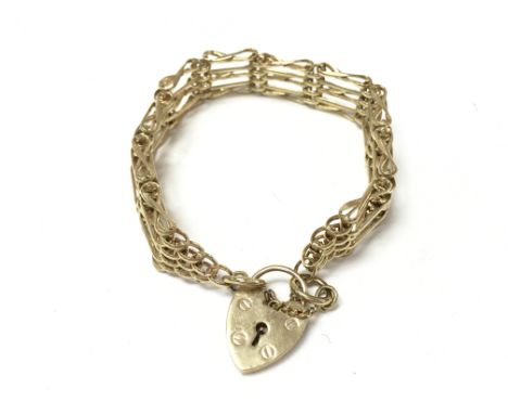 9ct gold gate bracelet. 27.76gPostage B