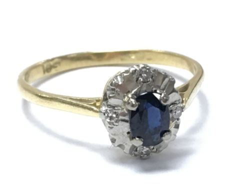 A 18K gold sapphire and diamond set ring, size O/P, Weight 2.4g postage category A