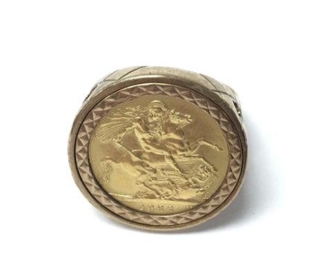 A 1966 full sovereign in 9ct ring size W. Total weight 16.03g Postage B