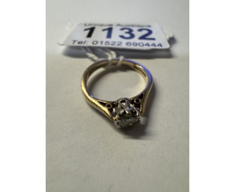 A single stone 9ct gold diamond ring, Birmingham hall mark, size K, 2.4 grams