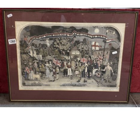 An artist proof by Graham Clarke of The Boughton Monchelsea Silver Jubilee Band 1977, etched - May 1978.Dirty outside of glas