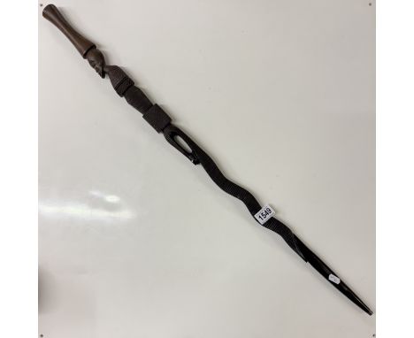 An African carved hardwood walking stick. Length 92cm