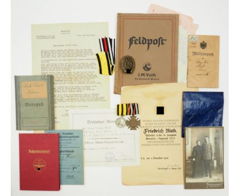 Württemberg: Nachlass eines Pioniers der 3. württ. Pionier-Bataillon 35.Ordenschnalle mit: 1.) Militär-Verdienstmedaille, Wil