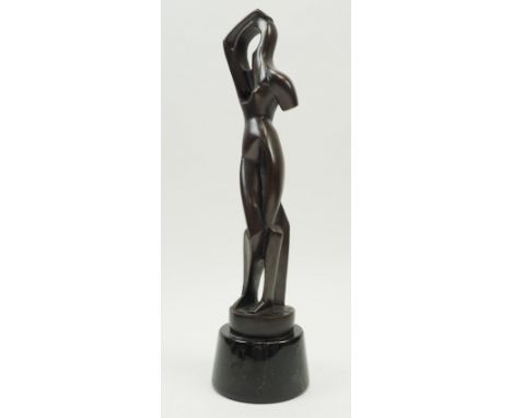 Archipenko, Alexander (1887-1964): Bronze Akt - sich die Haare kämmend.Bronze, abstrackte Dame, sich die Haare kämmend, auf r