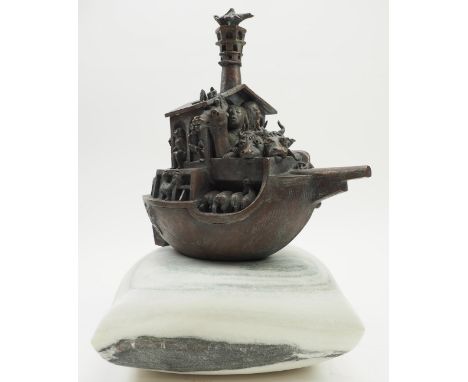 Knorr, Wolfgang (1945): Bronze Arche Noah.Bronze, detailliert und äußerst plastisch ausgearbeitet, seitlich signiert und dati