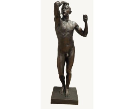 Rodin, August (1940-1917): Das Eherne Zeitalter - L' Age d'arain.Bronze, bräunliche Patina, auf rechteckiger Plinthe, signier