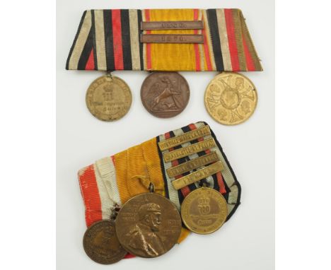 Preussen: Ordenschnalle eines Veteranen des deutsch-französischen Krieges 1870/71 - 2 Exemplare.1.) Kriegsdenkmünze 1870/71, 