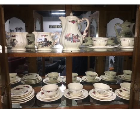 TEA SERVICE WITH 2 LARGE TEAPOTS OBERNAI FAIENCERIES BY SARREGUEMINES
