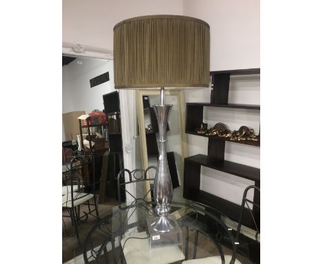 TALL CAST ALUMINIUM TABLE LAMP AND SHADE