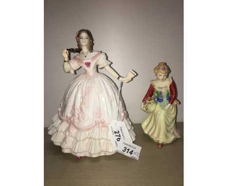 ROYAL WORCESTER FIGURE THE MASQUILE BEGINS AND PARAGON FIGURE FLOWER GIRL
