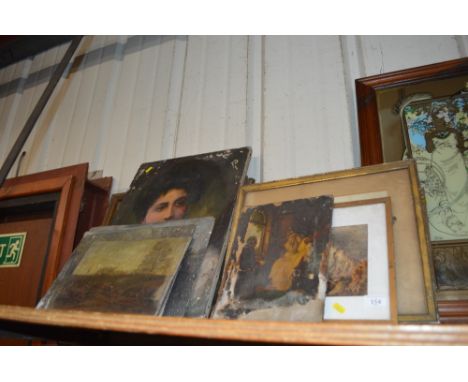 A quantity of 19th Century and later oil paintings and watercolour studies to include a portrait etc.