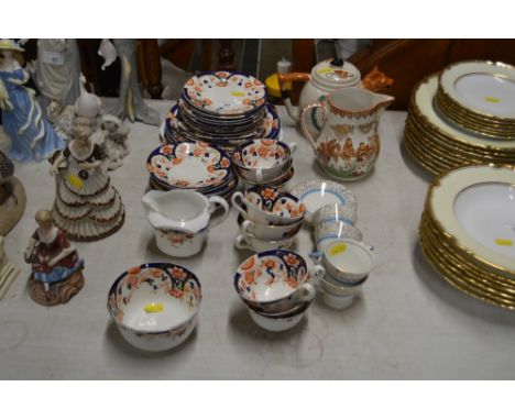 A quantity of floral decorated teaware; a hunting related novelty teapot etc. 