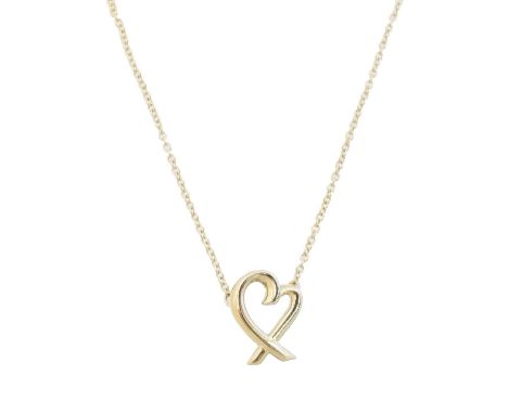 A 'Loving Heart' necklace by Paloma Picasso for Tiffany &amp; Co., the openwork heart pendant with integral trace link chain,