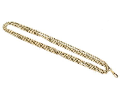 A longuard chain, the snake link chain with lobster clasp, length 146cm, gross weight 20.3g.Condition report: Overall conditi