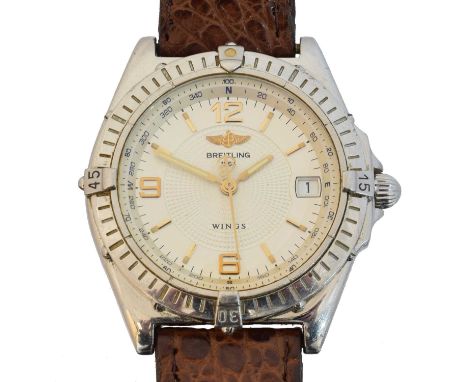 A Breitling Windrider 'Wings' watch, no. B11105, the circular signed dial with baton and Arabic numerals, date aperture to 3,