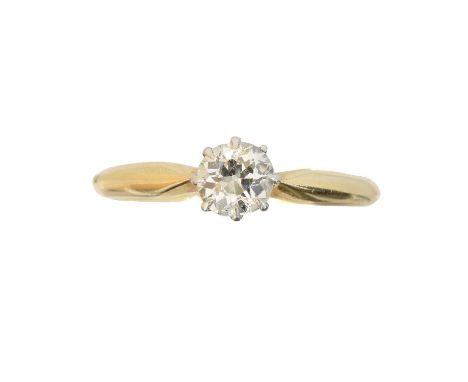 A diamond single stone ring, the old cut diamond weighing approx. 0.40ct within an eight claw setting, estimated colour J-K, 