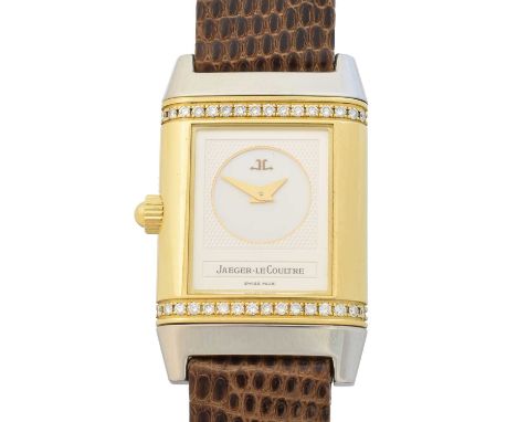 A Jaeger-LeCoultre Reverso Duetto wristwatch, ref. 266.544, the signed rectangular silvered dial with Arabic hour markers, an