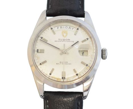 A Tudor Prince Oysterdate Date Day wristwatch, ref. 7019/4, the circular signed dial with baton hour markers, date aperture t