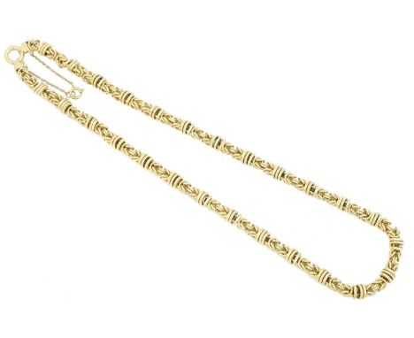 A 9ct gold chain necklace, the fancy link chain with spring clasp, hallmarks for Sheffield, length 56cm, gross weight 30.2g.C