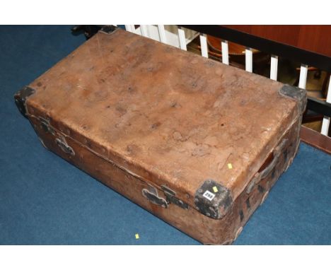 A large leather trunk