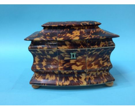 A tortoise shell tea caddy, 19cm x 15cm, approx.