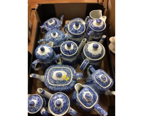 A collection of Spode Italian coffee and tea pots