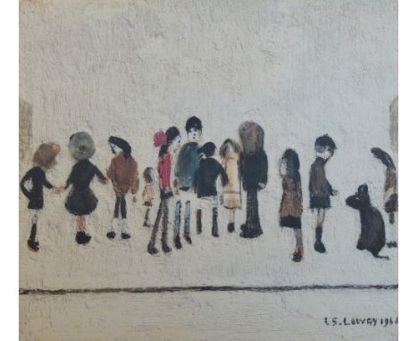 LAURENCE STEPHEN LOWRY (1887-1976); a signed limited edition coloured print, "Group of Children", bearing blind stamp lower l