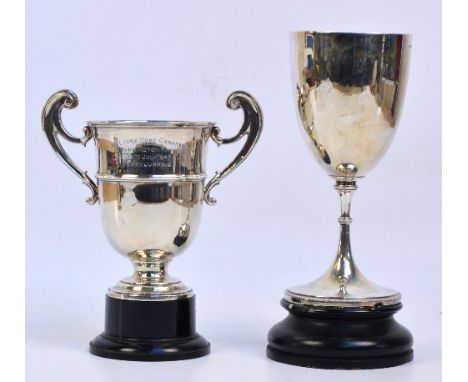 A late Victorian hallmarked silver trophy cup without handles, The Tregothnan Cup presented in 1897, with inscription, James 