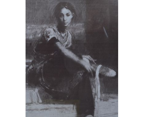HAROLD RILEY (b.1934); a black and white artist proof print "The Dancer", signed and dated 1985 to lower right, 39 x 29cm, fr