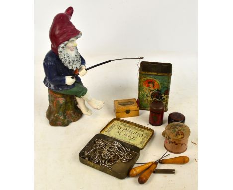 A small collectors' lot comprising two tins containing vintage games including "Pick Up Pickles", a mauchlineware souvenir bo