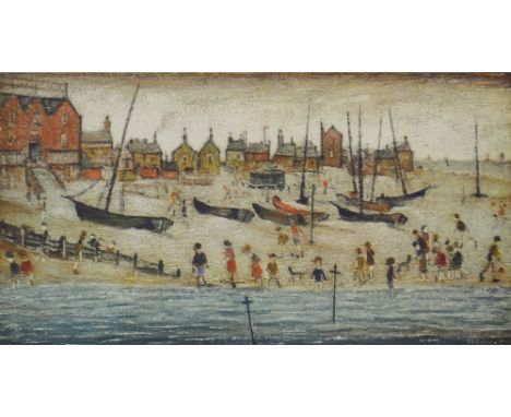 LAURENCE STEPHEN LOWRY (1887-1976); a signed limited edition coloured print "The Beach", published by Venture Prints Ltd 1973