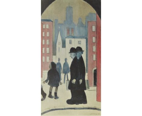 LAURENCE STEPHEN LOWRY (1887-1976); a signed limited edition coloured print "Two Brothers", signed in pencil lower right, bea