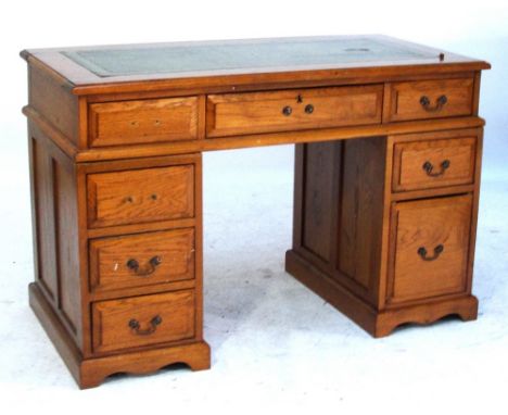 A twin pedestal oak desk for restoration.
