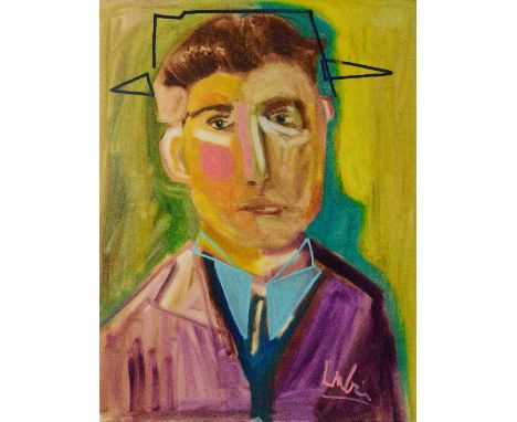 NOAH LUBIN (b.1979); acrylic on canvas, portrait study of a gentleman, 101 x 66cm, unframed. (D) CONDITION REPORT: This lot q