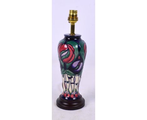 A Moorcroft "Mackintosh" pattern table lamp base designed by Rachel Bishop, height including shade 42.5cm. CONDITION REPORT: 