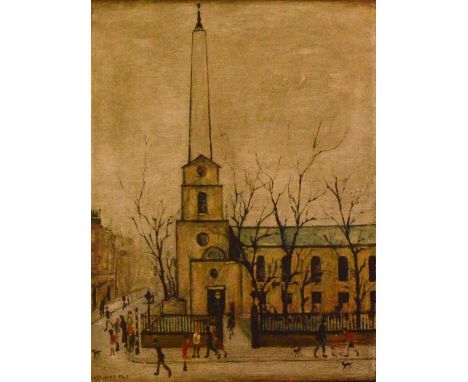 LAURENCE STEPHEN LOWRY (1887-1976); a signed limited edition coloured print "St Luke's Church", signed in pencil lower right,