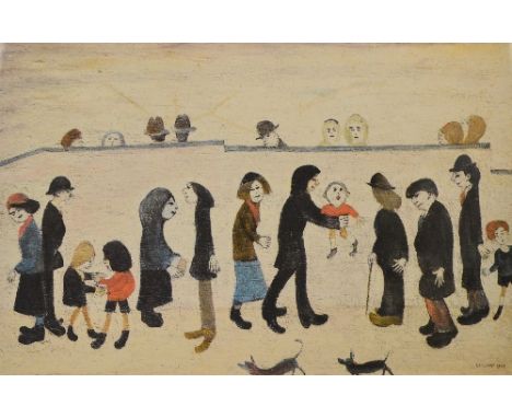 LAURENCE STEPHEN LOWRY (1887-1976); a signed limited edition print "Man Holding Child", signed in pencil lower right, bearing