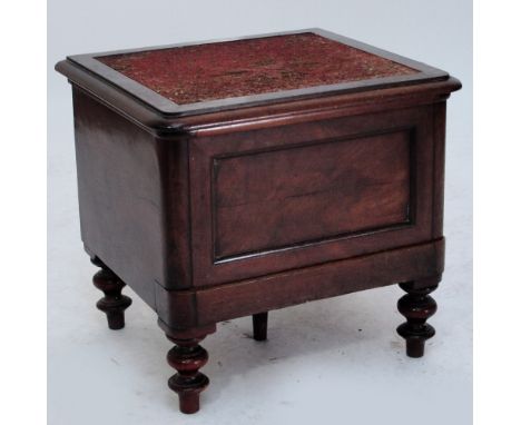 A late Victorian mahogany step commode raised on ring turned legs.