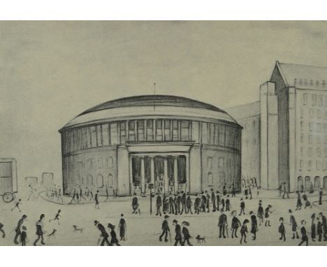 LAURENCE STEPHEN LOWRY (1887-1976); a signed limited edition black and white print, "The Reference Library", signed in pencil